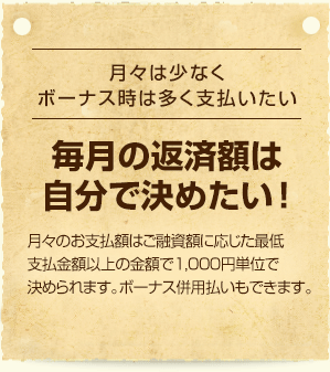 毎月の返済額は自分で決めたい！