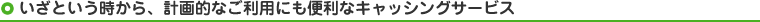いざという時から、計画的なご利用にも便利なセゾンのキャッシング